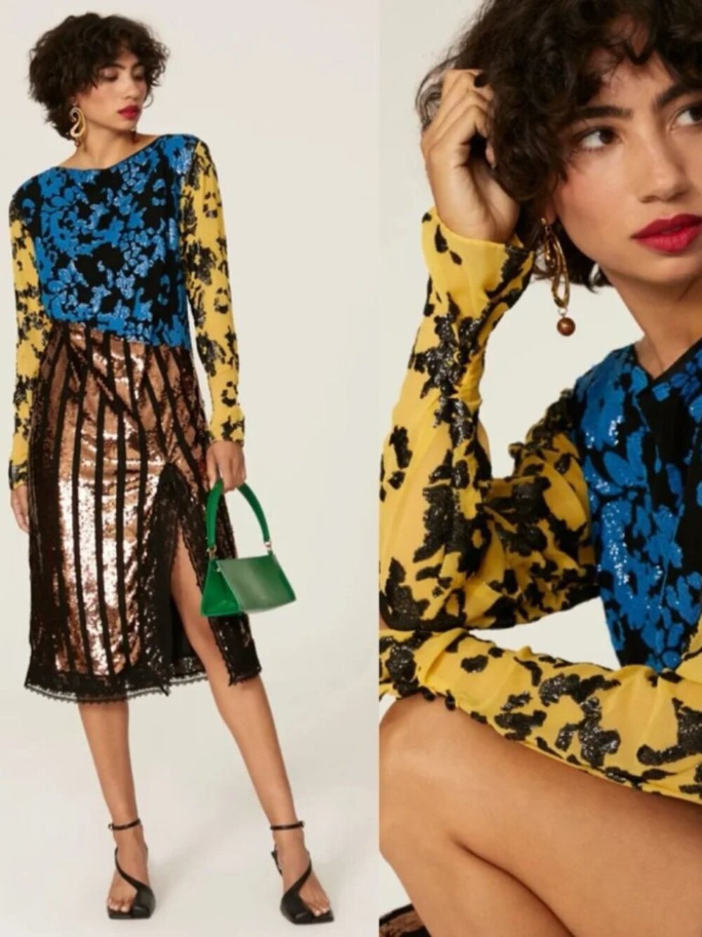 RACHEL COMEY Dancando slip dress in embroidered Florale Sequins stunning midi 10